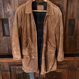 Vintage Lauren Ralph Lauren Women’s Brown Suede Plaid-Lined Jacket Small/ Medium